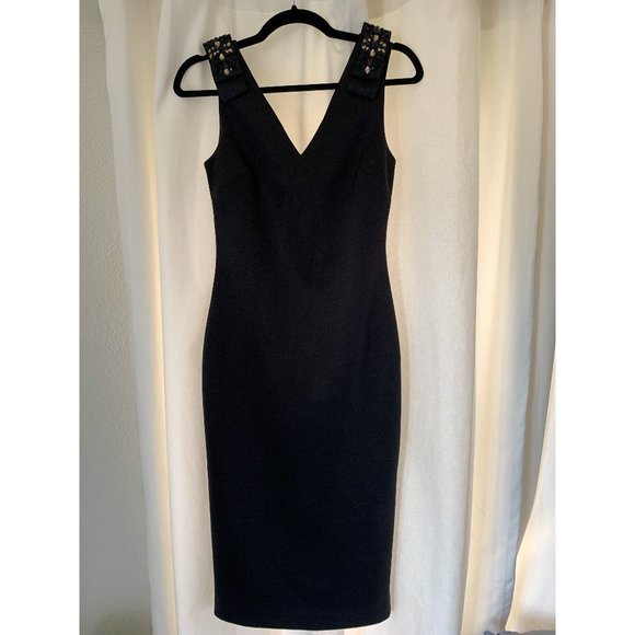 Ted Baker Black Satin Midi Dress - Picture 1 of 7